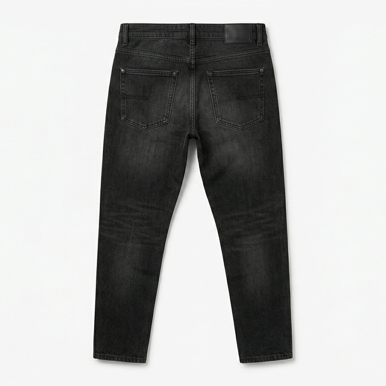 The Relaxed jean in Washed Black — back view without model