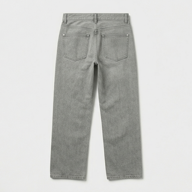 The Wide jean in Stone Grey — back view without model