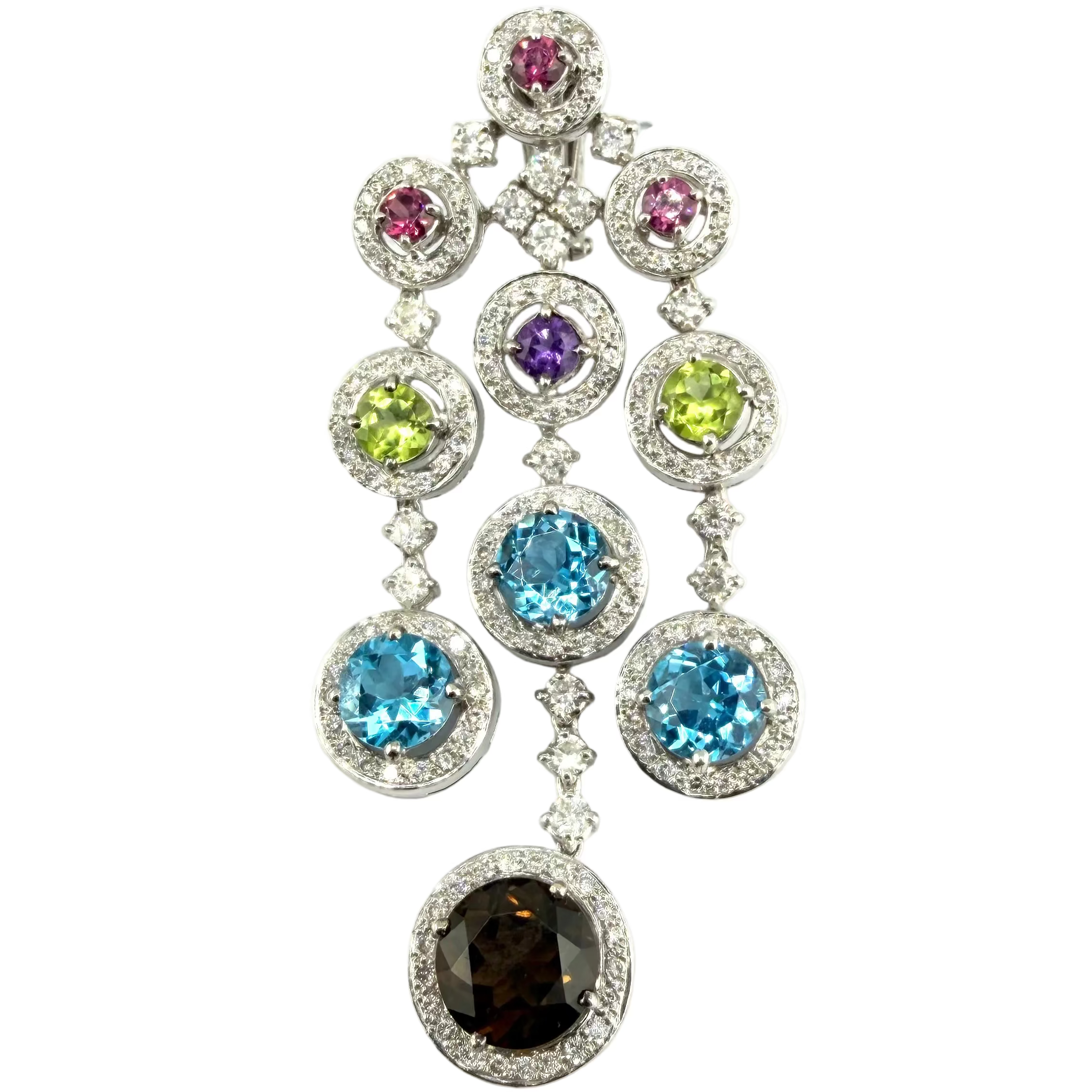 Earings with natural diamonds and gemstones
